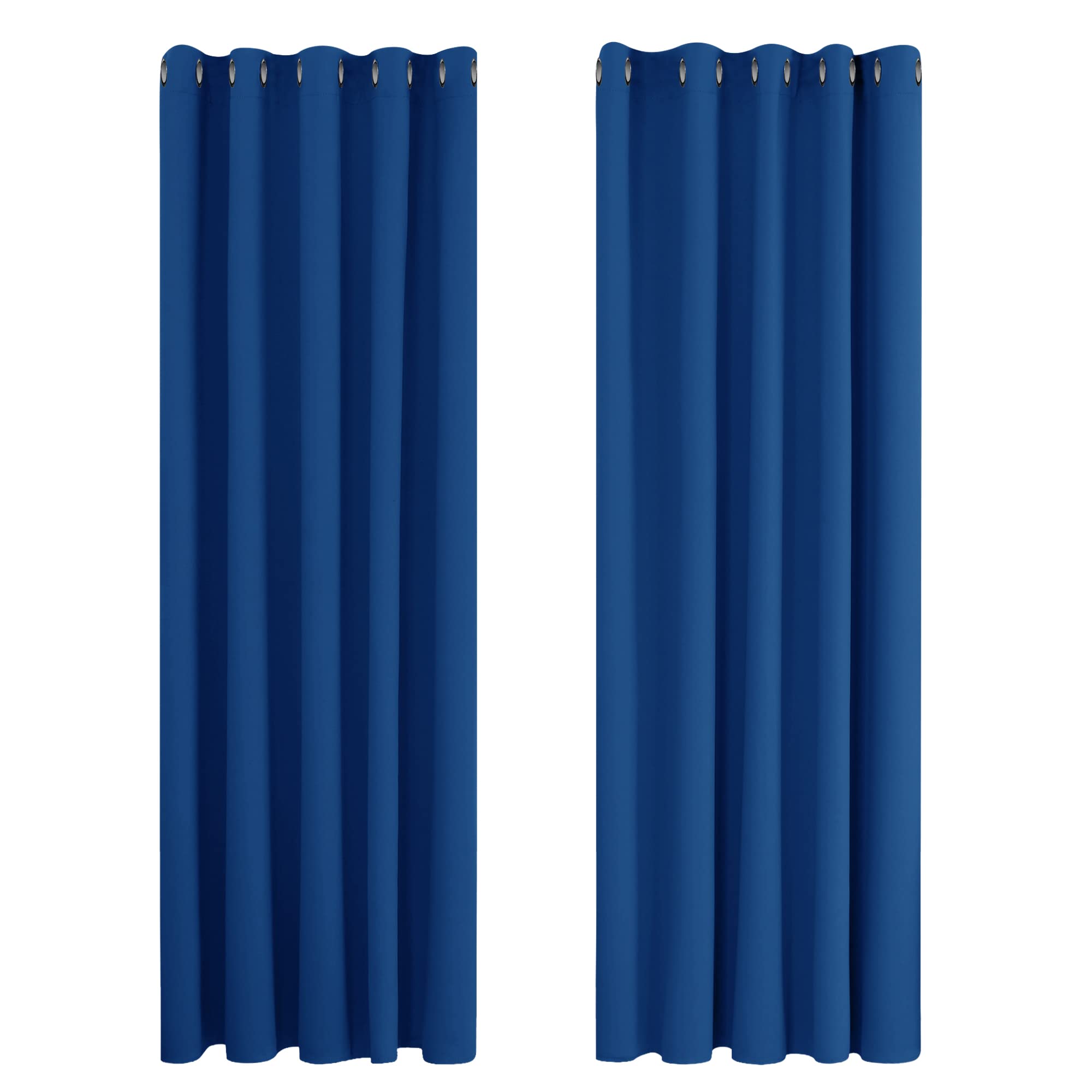 Deconovo Solid Curtains Bedroom Energy Saving Thermal Insulated Eyelet Blackout Curtains 66 x 90 Inch Blue 2 Panels