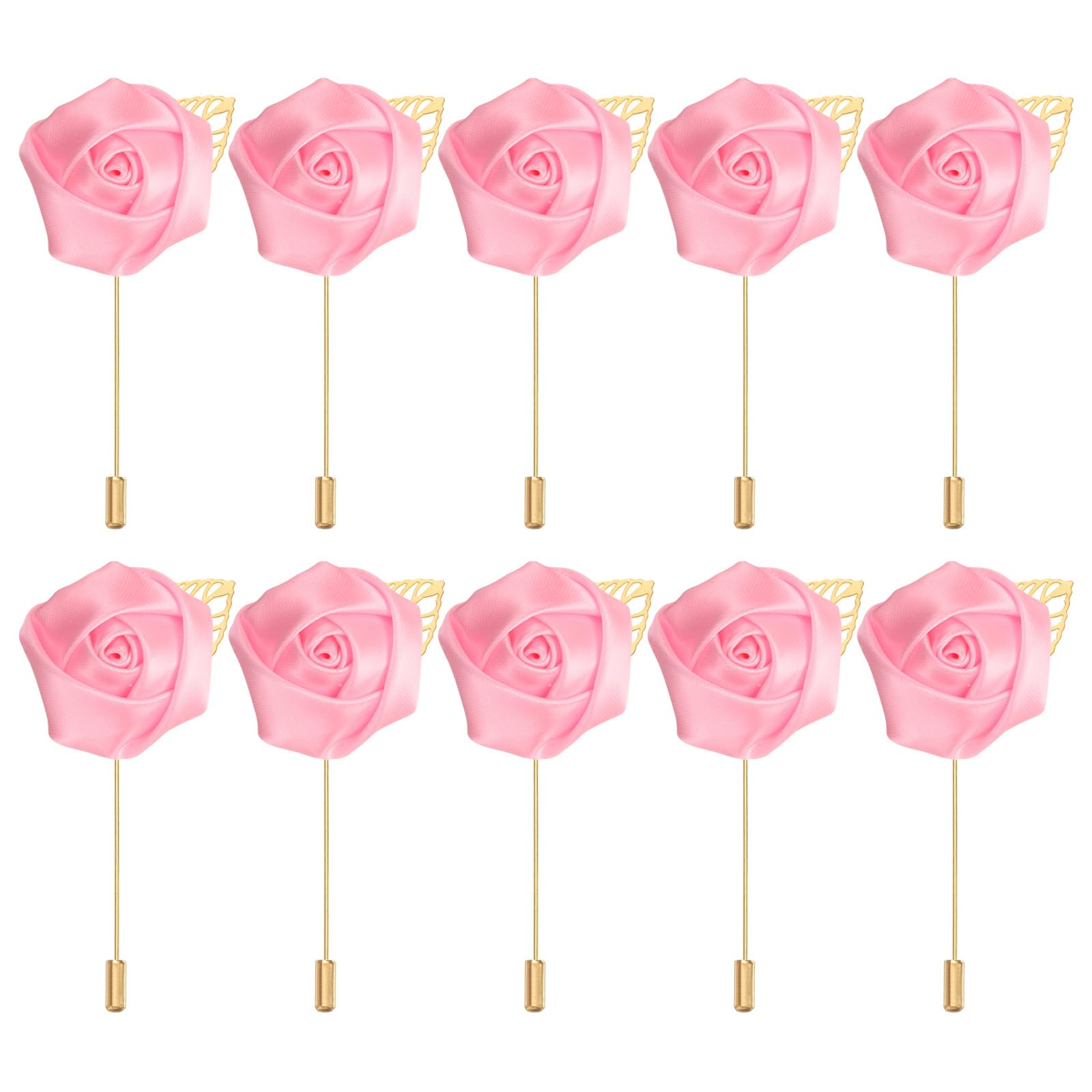 PATIKIL Rose Boutonnieres, 24 Pack Groom Wedding Boutonnieres Pocket Handmade Flower Lapel Pin Boutonnieres for Men Wedding Ceremony Party Prom, Pink