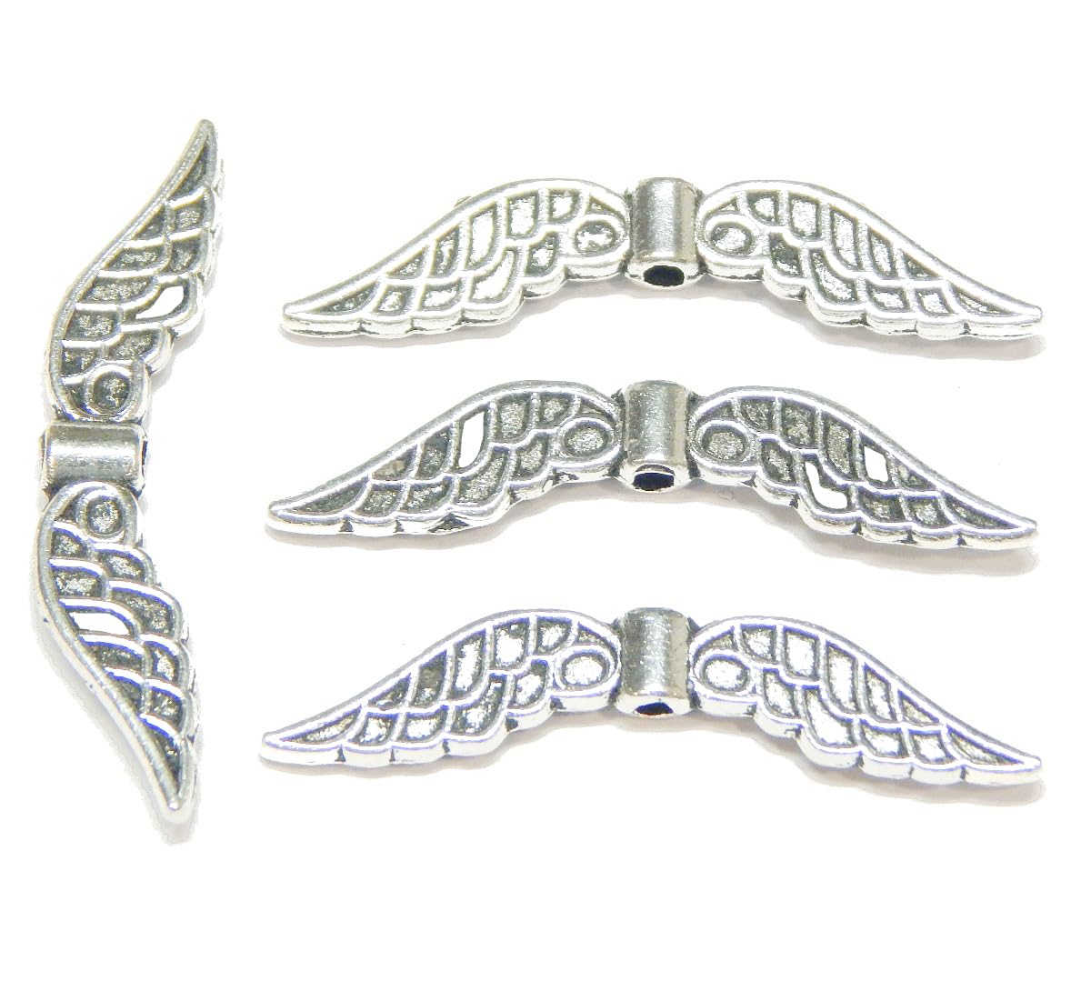 Perlin M391 Angel Metal Beads 32 mm Antique Silver Bead Angel Metal Spacer Jewellery Parts DIY for Bracelets, Necklaces, Pack of 20