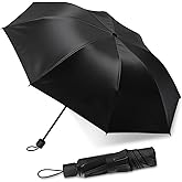Quality Compact Folding Umbrellas Windproof Waterproof for Men Women Girls, Classic Black Travel Portable UV Canopy for Handbag Backpack, Lightweight Handy Umbrella for Outdoor Sunny Rainy Windy Days