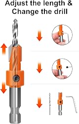 Lytool Hex Countersink Drill Bit Set 5Pcs 6.35mm Quick Change with 5 Bits view 5