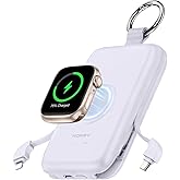 RORRY Portable Charger, 10000mAh PD 20W Fast Charging Portable Charger Power Bank with Built in Cables, Travel Battery Pack for iPhone 17/16/15/14/13/12 and Apple Watch Ultra/11/10/9/8/7/6/5, Purple