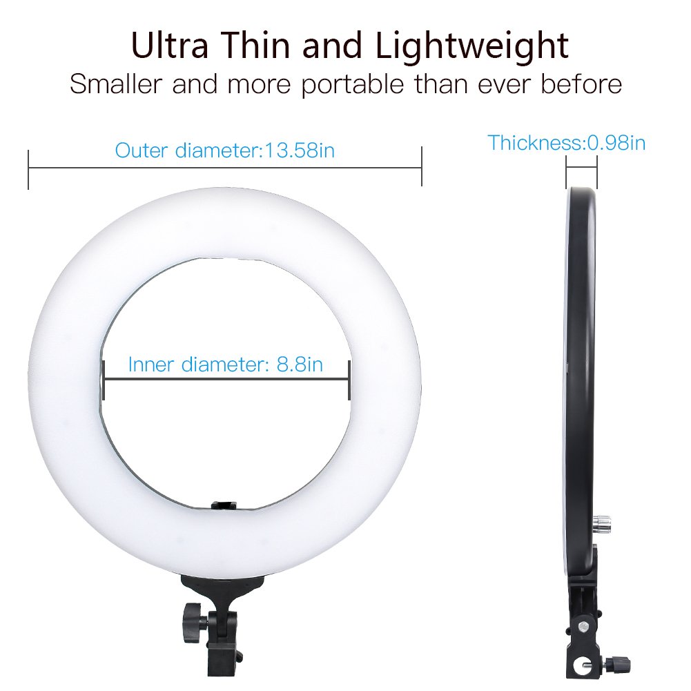 ZOMEI 14 inch Dimmable LED Ring Light with Stand for Live Stream Photography Youtuber Lighting