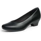 DREAM PAIRS Women's Pumps Low Heel Arch Support Dress Shoes | 1.6'' Closed Round Toe Chunky Heels 3 Zone Comfort Cushioned Insole Slip On Formal Casual Work Office Business Daily Wedding