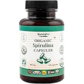 NUTRINPRO USDA Organic Spirulina Capsules - 100% Pure Vegan Supplement, Non-GMO, Gluten-Free, Chemical-Free, (120)