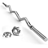 CHICAURA 47" EZ Curl Bar, 2" Olympic &amp; 1" Standard Options | Needle Bearings, Ergonomic Grip, Star &amp; Rubber O-Ring Collars,Diamond Knurling and Quieter Operation for Home Gym Workouts