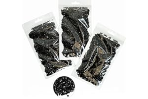 qiipii 16000PCS Pure Black Resin Rhinestones for Crafting 3mm 4mm 5mm Flatback Jelly Stones Bulk SS10 SS16 SS20 Diamonds Gems Charms for Nails Face Eyes Makeup Tumblers Bottles Crafts Clothes Shoes