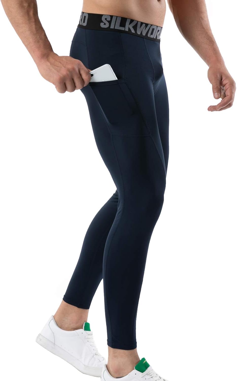 SILKWORLD Men's 1~3 Pack Compression Pants Pockets Dri Fit Gym Leggings Baselayer Running Tights at  Men’s Clothing store
