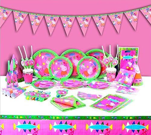 peppa pig complete party supplies set kids birthday plates cups napkins party bags and more for 6 guests