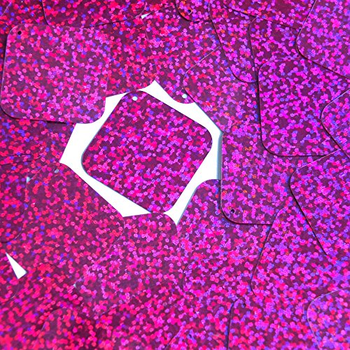 Sequin Square Diamond 1.5 inch Fuchsia Pink Giltter Hologram Couture Paillettes. Made in USA. Loose sequins for embroidery, bridal, applique, arts, crafts, and embellishment.