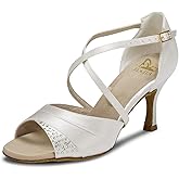 JIAJIA 20522 Women's Satin Sandals Flared Heel Latin Salsa Performance Dance Shoes