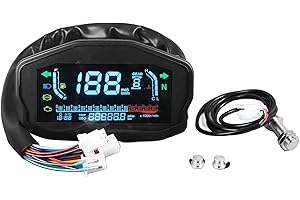 Motorcycle Speedometer Tachometer Odometer, MPH KMH Universal Motorcycle Cluster with Multifunction Indicator Light Display, 
