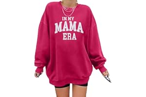 UNIQUEONE Oversized Mama Sweatshirt Women Crewneck Graphic Hoodies in My Mom Era Drop Shoulder Pullover Tops