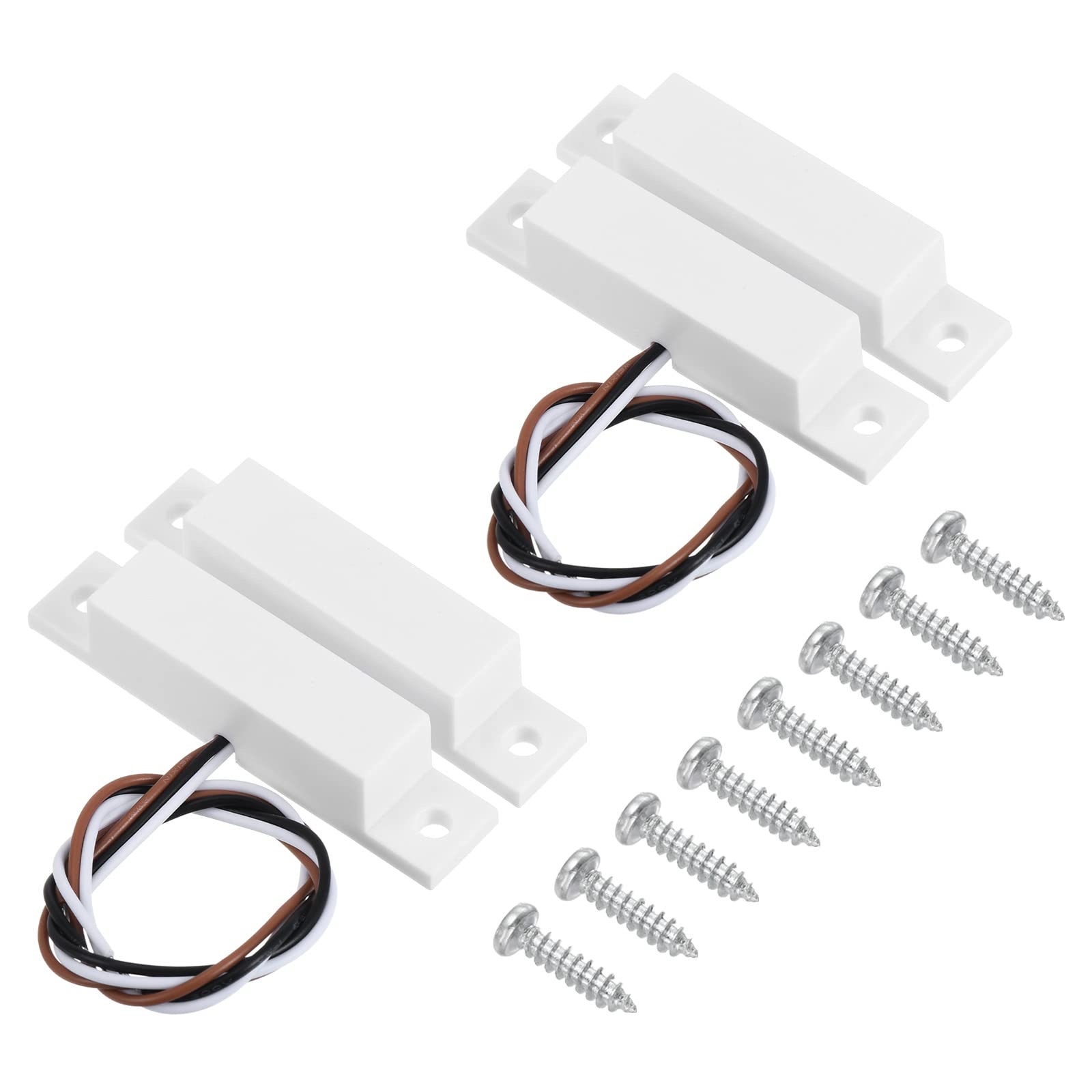 PATIKIL Magnetic Reed Switch, 2 Sets Normally Open Closed NC NO Wired Surface-Mounted Door Window Contact Switch for Home Security