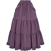 Nuoqi Renaissance Skirt Women High Waist Victorian Skirt Long Maxi Skirt with Pockets