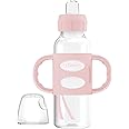 Dr. Brown's Milestones Narrow Sippy Spout Bottle with 100% Silicone Handles, Easy-Grip Handles with Soft Sippy Spout, 8oz/250mL, Light-Pink, 1-Pack, 6m+