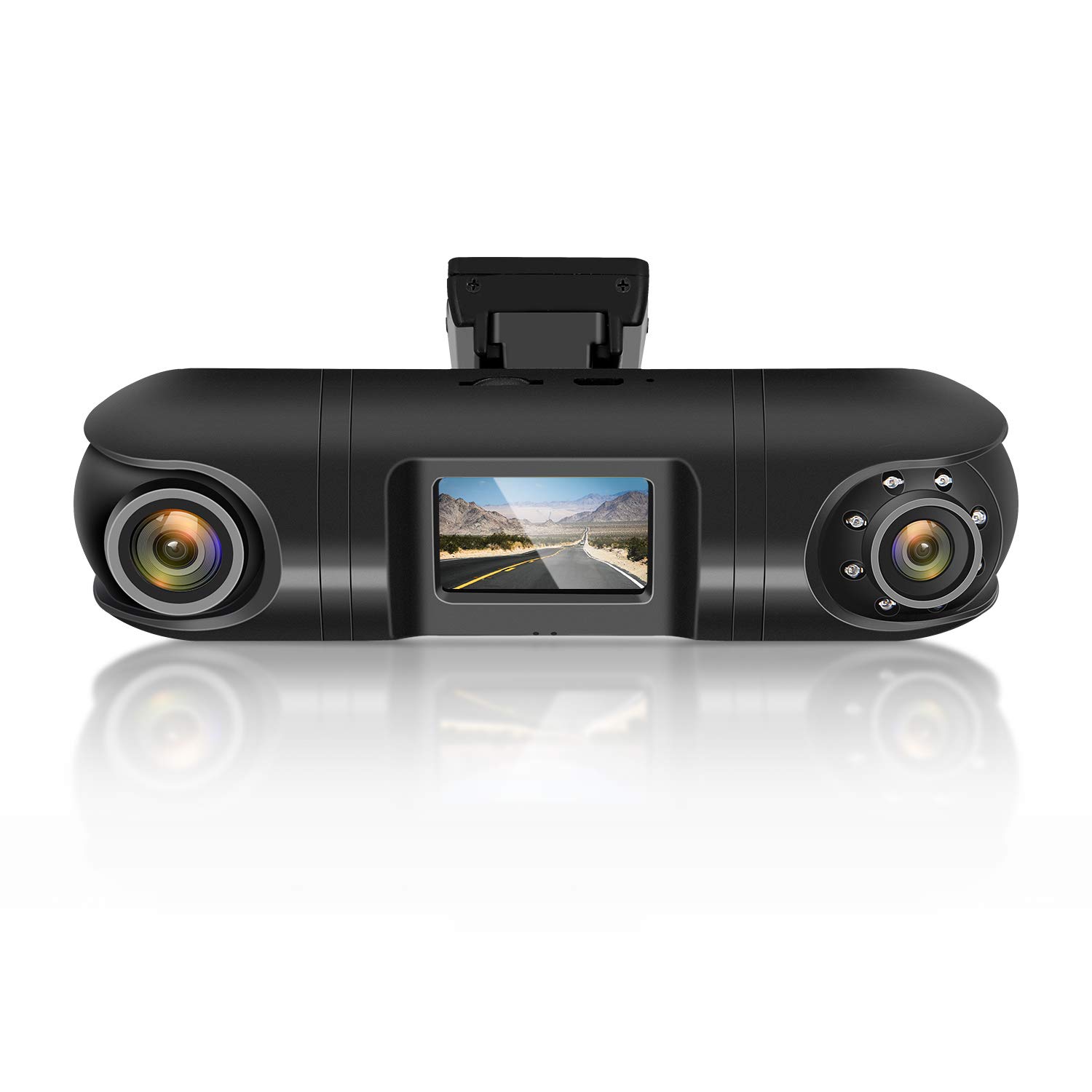 Dual Dash Cam – Front 140° & Interior Infrared Camera with GPS Logging 32GB Card Included – Plug and Play Supports Micro SD up to 12 8GB