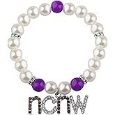 CHOORO Purple and White Beads Bracelet Sisterhood Sorority Jewelry for Women