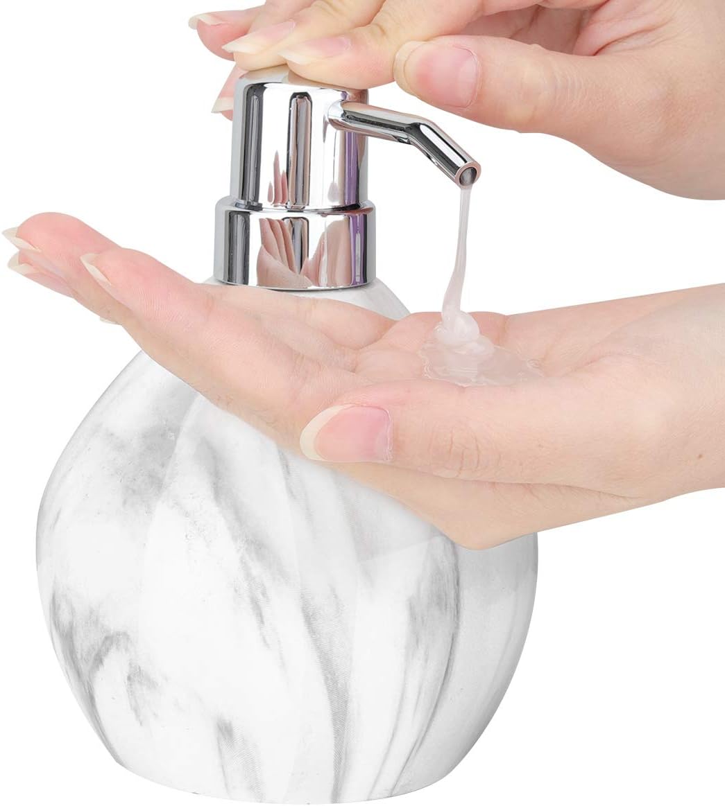 Luxspire Hand Soap Dispenser, 15.2 oz Countertop Hand Lotion Pump Bottles, Lotion Container, Refillable Liquid Hand Soap Jar, Resin Shower Dispensers for Bathroom, Kitchen - White Marble: Home & Kitchen