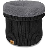 Vogium Unisex Kids Fleece-Lined Ribbed Thermal Knit Neck Warmer Gaiter | Dual Layer Winter Scarf Face Cover for Skiing Hiking