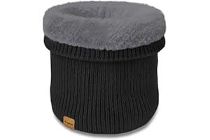 Unisex Kids Fleece-Lined Ribbed Thermal Knit Neck Warmer Gaiter | Dual Layer Winter Scarf Face Cover for Skiing Hiking