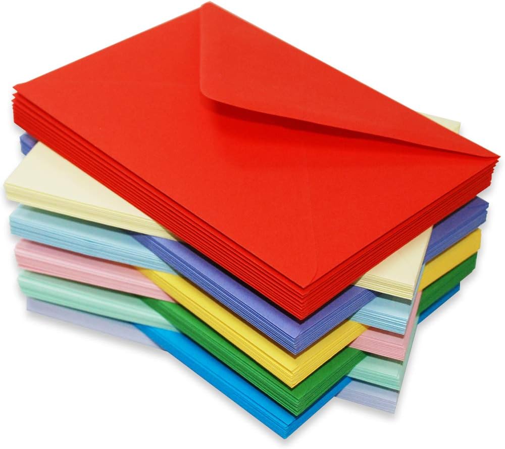 Craft 2284 - 200 5x7" Envelopes In Assorted Colours, Brights & Pastels
