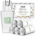 Teivio 1.8 Gallon 100pcs Strong Drawstring Trash Bags Garbage Bags, Bathroom Trash Can Bin Liners, Small Plastic Bags for Home Office Kitchen, White…