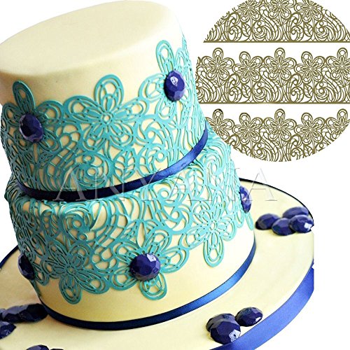 Anyana sugar edible 3 strip 5 petal flower floral lace cake silicone Embossing Mat Texture fondant impression lace mat decorating mold gum paste cupcake topper tool icing candy imprint baking mould