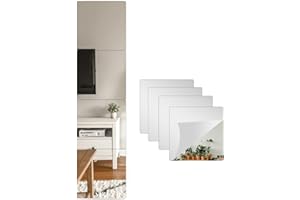 Wall Mirror Full Length for Body, Stick on Small Mirror for Wall Decor, 4 Pack 10”x10” Acylic Mirror Tiles Toddler, Shatterpr