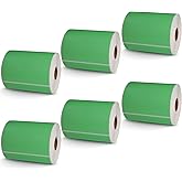 BETCKEY - 4" x 6" Shipping Labels Compatible with Zebra & Rollo Label Printer(not for dymo 4XL),Premium Adhesive & Perforated[Green, 6 Rolls, 1500 Labels]