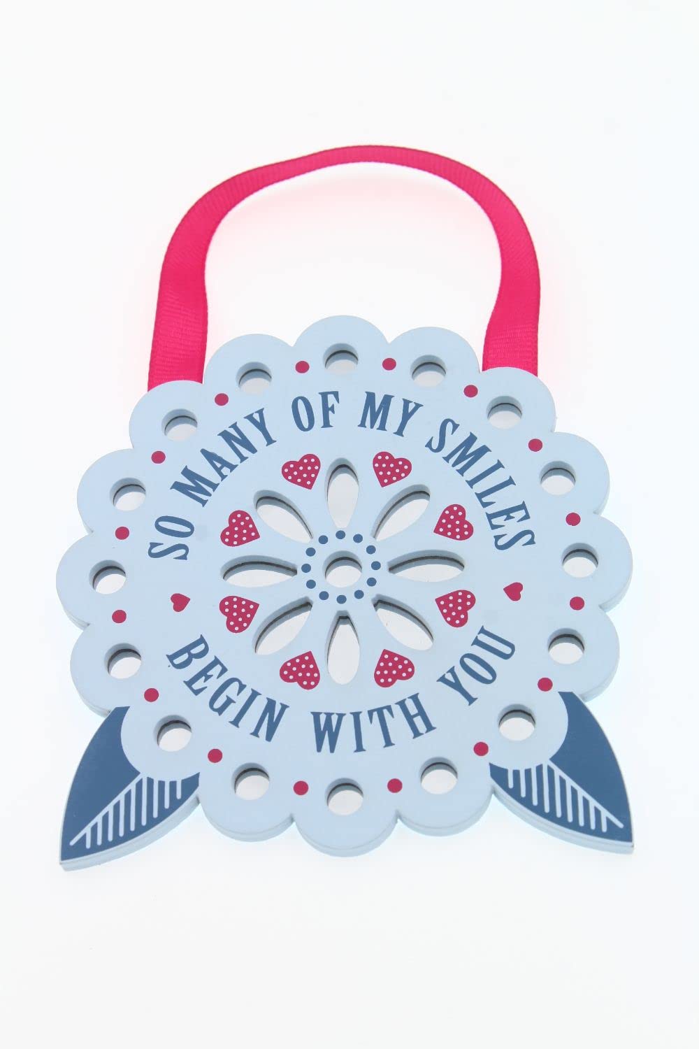 Many of My Smiles Reflective Words Hanging Plaque with Ribbon Wooden Hanger Gift 00200040016