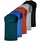 Real Essentials 5 Pack: Men's Breeze Tech Tank Tops Sleeveless Shirts Workout Muscle Athletic Running (Big & Tall Available)
