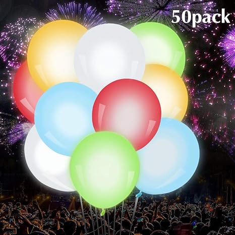 Thinkcase Leuchtende Luftballons 50 Stuck 5 Farben Blinken Bunt