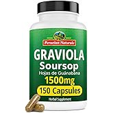 Peruvian Naturals Graviola Soursop Capsules, 150 Count &ndash; 1500 mg of Premium Soursop Extract from Hojas de Guanabana, Non-GMO, Vegan, Gluten-Free