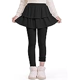 Auranso Girls Fleece Lined Leggings with Skirt Kids Winter Warm Tutu Pants 4-14 Years