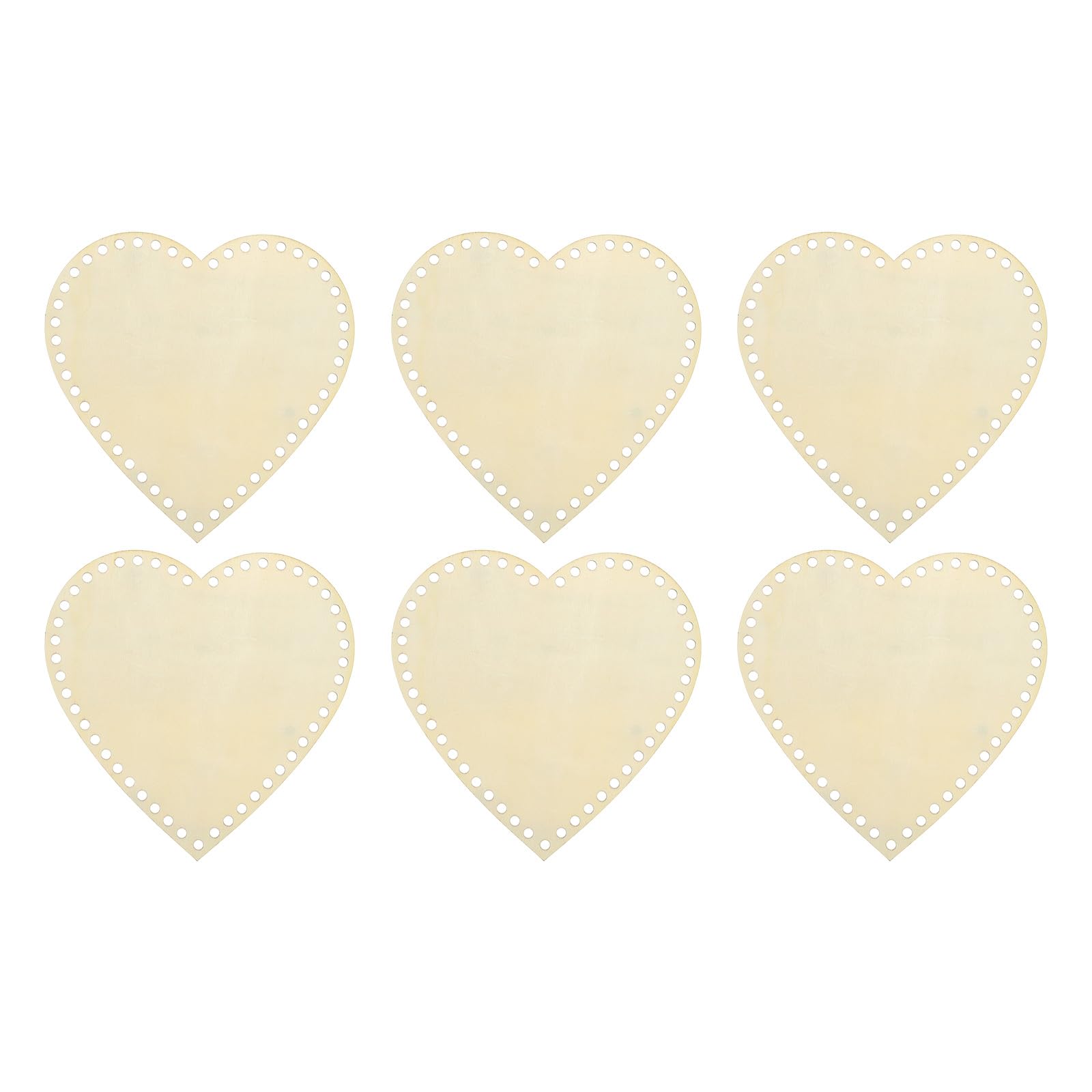 PATIKIL 8" x 8" Crochet Basket Bottom, 6Pcs Heart Shape Blank Crochet Knitting Wooden Base for DIY Craft Weaving Basket Making Supplies Home Decoration