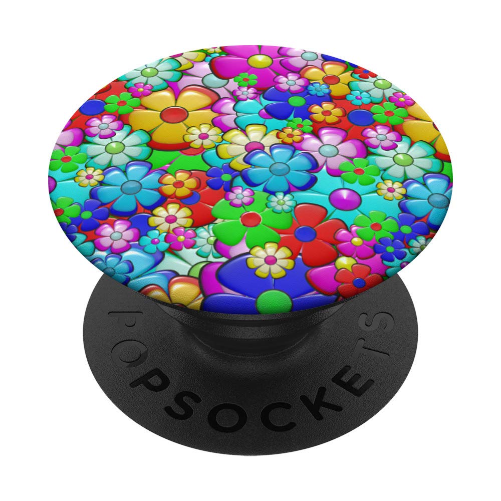 Rainbow of Color Flower Pattern PopSockets Swappable PopGrip