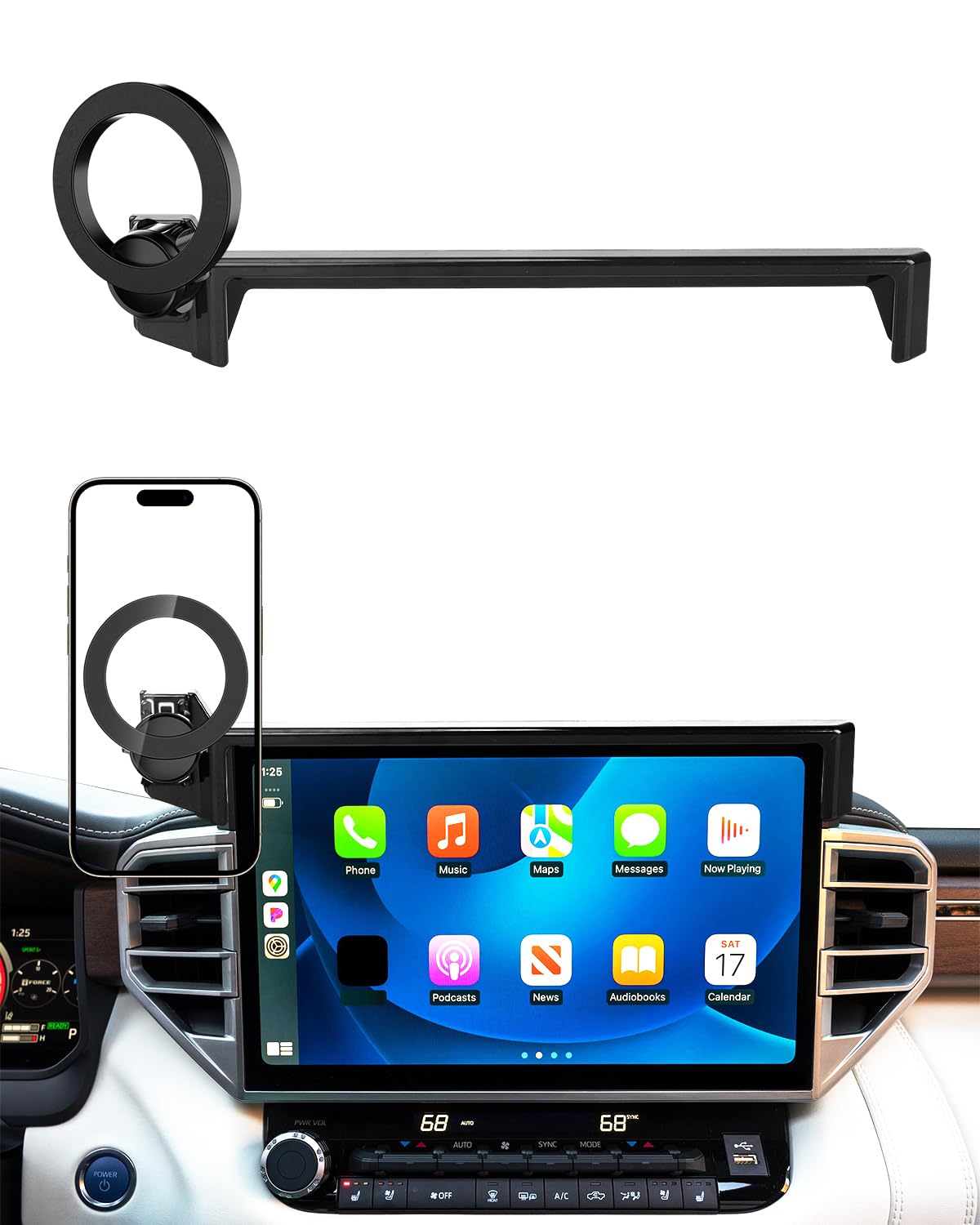Photo 1 of PZK Car Phone Mount for Toyota Tundra 2022-2025 2026 /Sequoia 2023-2026 Limited/Platinum Accessories 14-Inch Screen Compatible with Magsafe Car Phone Holder 360° Rotation Hands Free Not Affect Vent