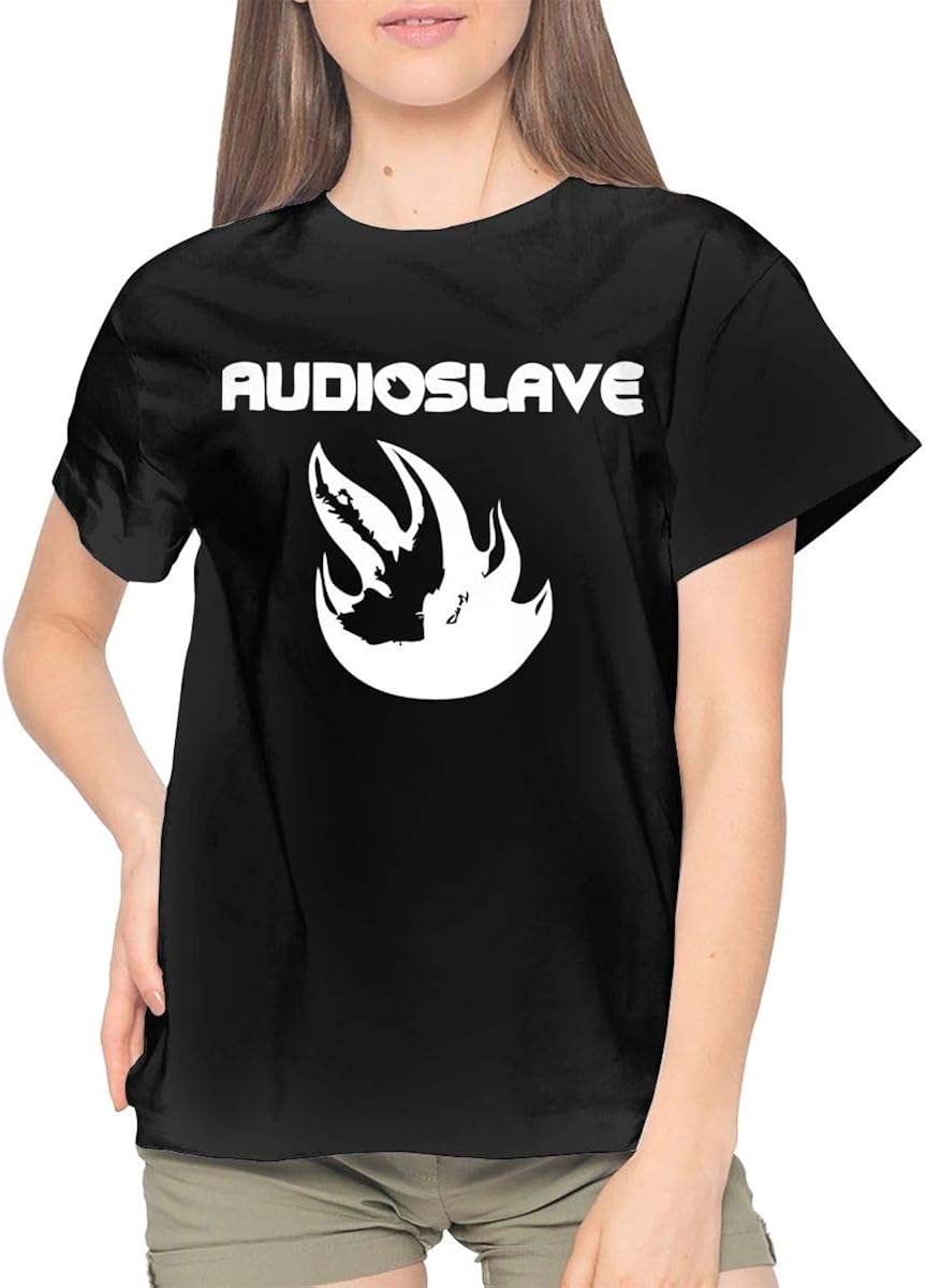 Audioslave Logo Women S Classic Cotton Short Sleeve Round Neck Music Band T Shirts Black | Zelite