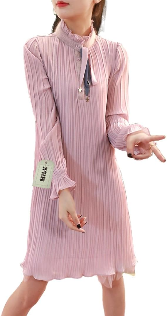 Amazon Co Jp ミルク Milk ワンピース シフォン スター リボン フリル 長袖 Xxl パープル 服 ファッション小物