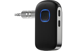 OUOUDEE Bluetooth Receiver for Car, Noise Cancelling USB C 3.5mm AUX Bluetooth 5.0 Car Adapter, Wireless Audio Receiver for Home Stereo/Music/Wired Headphones/Hands-Free Call/16H Battery Life/Dual Connect