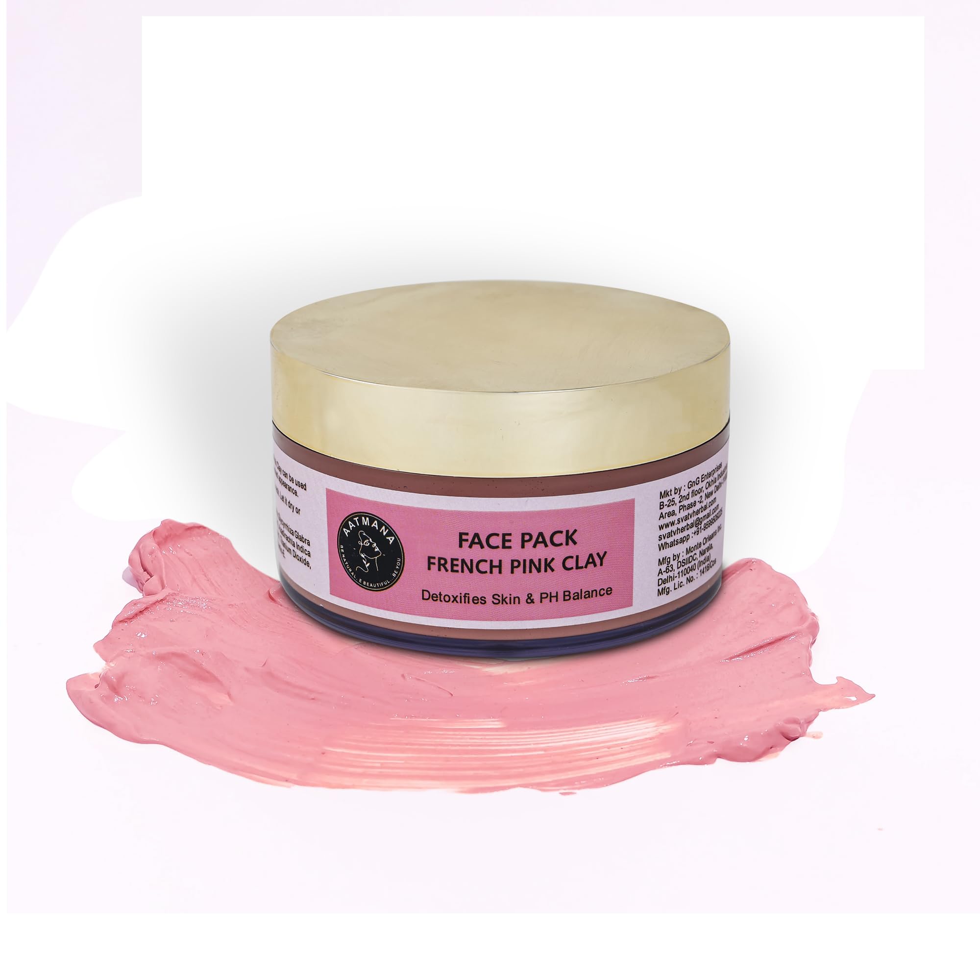 AATMANA Face Pack | Skin Firming | Natural Skin care Tightens Skin for Healthier Complexion -250 Grams (French Pink clay)