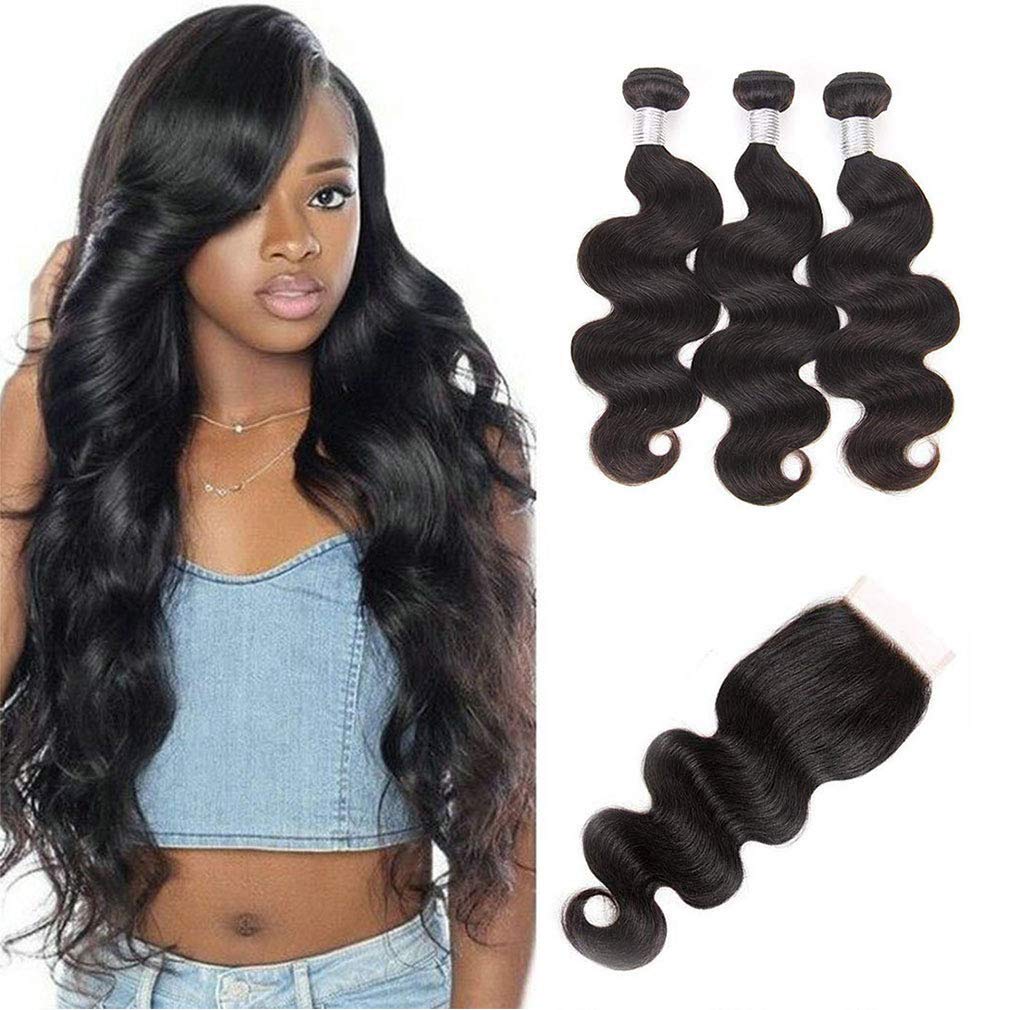 Amazon Com Brazilian Natural Color Hair Bundles With Lace