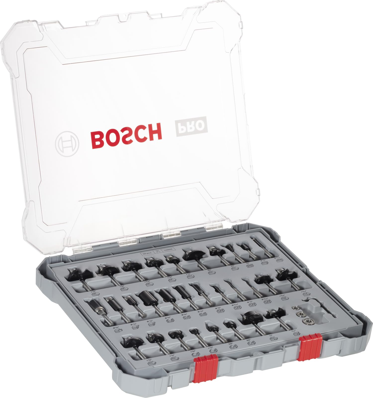 Bosch Professional 30 pcs. Mixed Router Bit Set (for Wood, Ø 1/4 Inch Shank, Accessory Router)