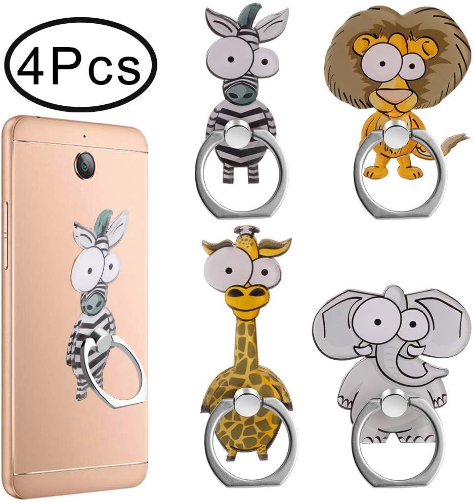 KolorFish Universal Animal 360 Degree Rotation with Finger Ring for All Mobile Phone and Tablet, Pack of 4