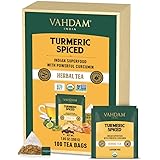 VAHDAM, ORGANIC Turmeric Spiced Herbal Tea (100 Tea Bags) | USDA Certified Organic | Turmeric Powder & Fresh Spices | Turmeri