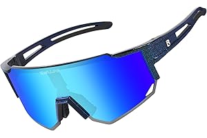 BOLLFO Polarized Sports Sunglasses, Cycling Glasses with 3 Interchangeable Lenses for Men Women Baseball Driving Fishing