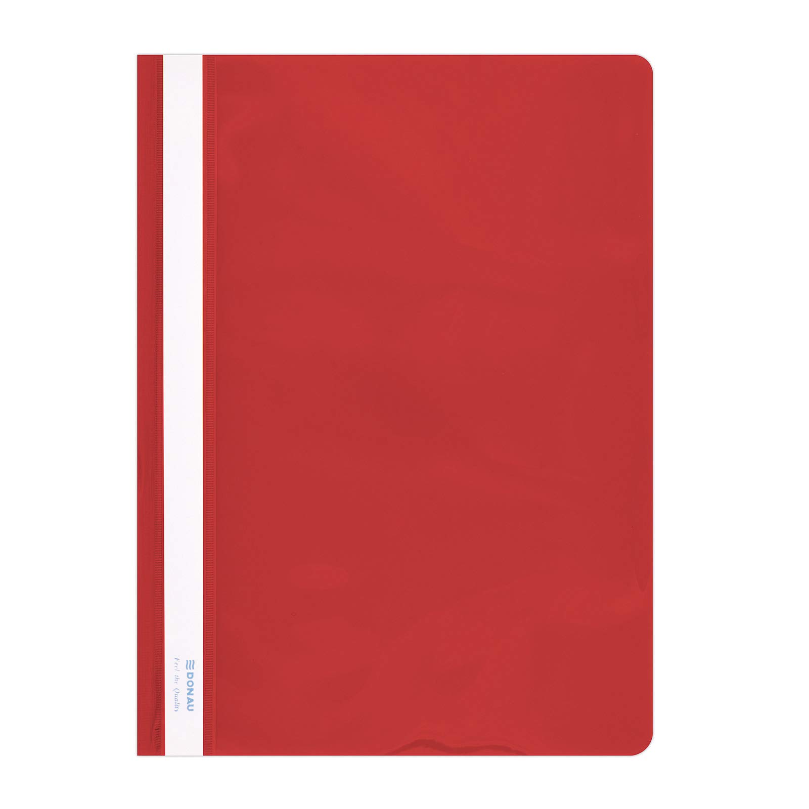 DONAU 1705001PL-04 Plastic File Folder A4 Red Transparent Folder Plastic Durable PVC Hard Crystal Clear Cover for Office and School Capacity Approx. 200 Sheets Pack of 10