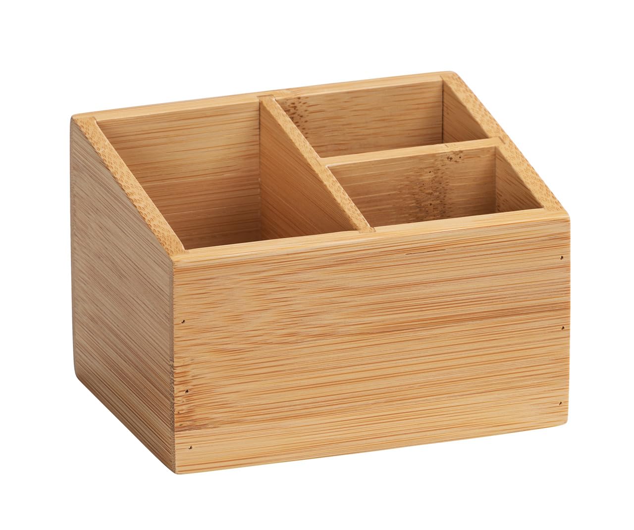 Wenko Terra Bamboo Organiser Box with 3 Compartments - Storage Box, Bathroom Basket, Bamboo, brown, Bambus 3 Fächer