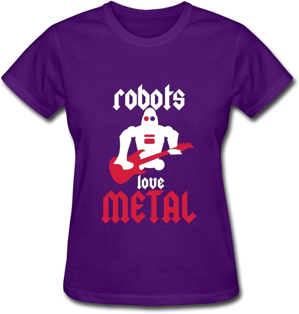 HD-Print Women's Tshirts Robots Love Metal Purple